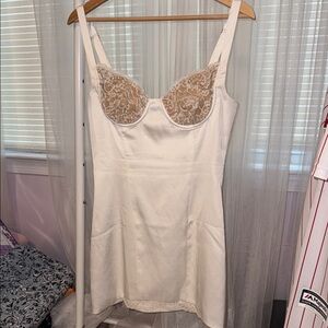 White Fox Boutique White Chemise Dress with Lace Details
